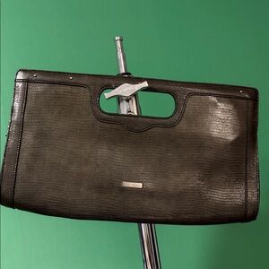 Emporio Armani Lizard Embossed Olive Green Clutch